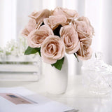 12inch Dusty Rose Artificial Velvet-Like Fabric Rose Flower Bouquet Bush