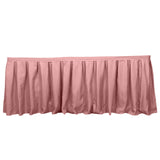 21ft Dusty Rose Pleated Polyester Table Skirt, Banquet Folding Table Skirt