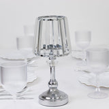 2-Pack 11inch Crystal Pendant Candle Holders - Classic Empire Lamp Shade Style in Silver