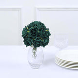 24 Roses | 2inch Hunter Emerald Green Artificial Foam Flowers With Stem Wire and Leaves