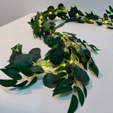 6ft Artificial Eucalyptus Leaf Garland Fairy Lights, Warm White 20 LED Battery Operated String Light