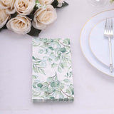 20 Pack Green Eucalyptus Leaf Print Disposable Napkins, Soft 2-Ply Boho Style Paper Dinner Napkins