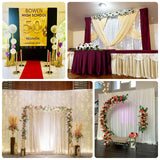 12ft Silver Aluminum Adjustable Backdrop Stand with Heavy Steel Base Plate, DIY Pipe and Drape Photo