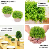 2 Plant Set | 5inch Mini Potted Artificial Boxwood Topiary Faux Planter Collection