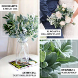 4 Stems | Frosted Green Artificial Lambs Ear Leaf Indoor Plant, Faux Bush