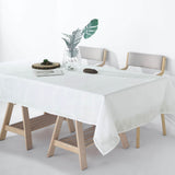 60"x102" White Rectangular Tablecloth, Linen Table Cloth With Slubby Textured, Wrinkle Resistant