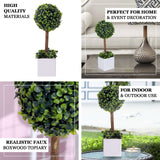 16inch Green Artificial Boxwood Topiary Ball Tree In White Planter Pot