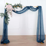 18ft | Navy Blue Wedding Arch Drapery Fabric Window Scarf Valance, Sheer Organza Linen