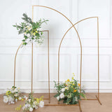 7ft Gold Metal Knife Top Floral Frame Wedding Arbor Stand, Chiara Backdrop Display Arch