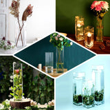 12 Pack | 14inch Heavy Duty Square Glass Cylinder Vases, Clear Glass Flower Vase