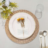 6 Pack Natural Woven Rattan Print Disposable Dining Table Mats, 13inch Round Cardstock Paper