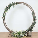 8ft Neutral Brown Wood DIY Round Wedding Arch Backdrop Stand, Rustic Photo Backdrop Stand