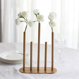 Gold Metal Minimalist Single Stem Flower Vase Centerpiece, 5-Tubes Bud Vase