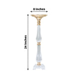 24inch Gold / Clear Acrylic Crystal Pillar Candle Stand Table Centerpiece