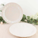 12inch Round Iridescent Geometric Foil Paper Charger Plates, Disposable Serving Trays - 400 GSM