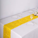 Gold Metallic Fringe Shag Tinsel Table Runner, Shimmery Polyester Table Runner