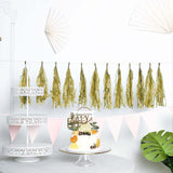 12 Pack | Pre-Tied Gold Paper Fringe Tassels With Garland String, Hanging Streamer Banner
