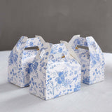 25 Pack White Blue Candy Gift Tote Gable Boxes with Chinoiserie Floral Print