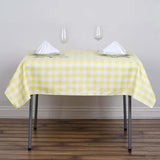 Buffalo Plaid Tablecloth | 54"x54" Square | White/Yellow | Checkered Gingham Polyester Tablecloth