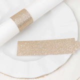 50 Pack Beige Glitter Paper Napkin Holders, 1.5inch Disposable Napkin Rings