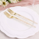 24 Pack | Gold Glittered Disposable Forks, Plastic Silverware, Cutlery