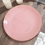 10 Pack | 10inch Glossy Dusty Rose Round Disposable Dinner Plates With Gold Rim