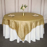 90inch x 90inch Accordion Crinkle Taffeta Table Overlay - Gold