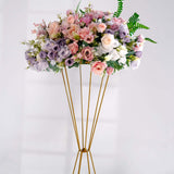 27inch Dual Cone Reversible Gold Metal Geometric Flower Stand, Wedding Vase Pedestal