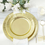 25 Pack | Gold Sunray 8inch Dessert Appetizer Paper Plates, Disposable Party Plates