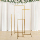 Set of 4 | Gold Metal Frame Wedding Arch, Rectangular Backdrop Stand, Floral Display Frame