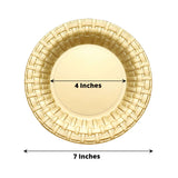 10 Pack | 7inch Gold Basketweave Rim Plastic Salad Dessert Plates, Round Disposable Appetizer Plates