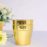 6 Pack | 3inch Gold Plastic Party Favor Bucket-Containers, Mini Succulent Nursery Planters