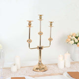 20inch Gold Metal 3-Arm Taper Candle Stick Candelabra, Candle Holder Stand Wedding Centerpiece