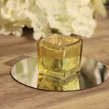 12 Pack | 2inch Square Gold Mercury Glass Candle Holders, Votive Glittered Tealight Holders