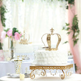 8inch Gold Metal Fleur-De-Lis Top Royal Crown Cake Topper, Centerpiece