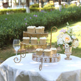 15inch Tall Gold Metal Rotating Cake Stand with Clear Acrylic Round Plates, Hollow Lace Design 3