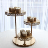 3-Tier Gold Metal Cake Stand with Hollow Lace Design, Cupcake Tower Dessert Display Stand