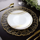 6 Pack | 15inch Gold Metallic String Woven Placemats, Round Table Mats