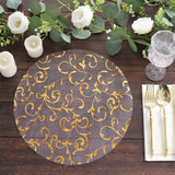 10 Pack Metallic Gold Sheer Organza Dining Table Mats with Embossed Foil Flower Design