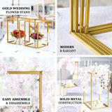 Set of 4 | Matte Gold Metal Frame Flower Stand, Wedding Column Centerpieces - 16/24/32/40