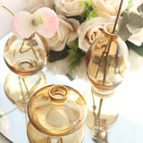 Set of 3 Small Gold Glass Flower Vases With Metallic Gold Rim, Modern Bud Vase Table Centerpieces