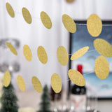 3 Pack | 7.5ft Gold Circle Dot Party Paper Garland Banner, Hanging Backdrop Streamer