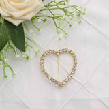 2inch Gold Diamond Heart Metal Chair Sash Bow Pin, Rhinestone Chair Wrap Band Buckle Brooch