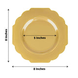 8inch Gold Heavy Duty Disposable Baroque Salad Plates Gold Rim Hard Plastic Dessert Appetizer Plates