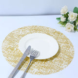 10 Pack Metallic Gold Glitter Mesh Round Table Mats, 13inch Polyester Dining Placemats