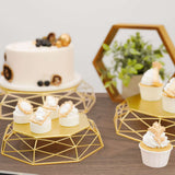 Set of 3 | Gold Metal Geometric Cake Stands Reversible Octagon Baskets