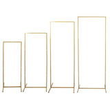 Set of 4 | Gold Metal Frame Wedding Arch, Rectangular Backdrop Stand, Floral Display Frame#whtbkgd