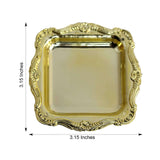 12 Pack | Gold Square Baroque Mini Party Favor Candy Tray Treat Gift Display Serving Plate