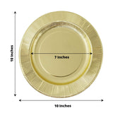 25 Pack | Metallic Gold Sunray 10inch Serving Dinner Paper Plates, Disposable Party Plates - 350 GSM