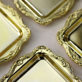 12 Pack | Gold Square Baroque Mini Party Favor Candy Tray Treat Gift Display Serving Plate